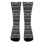 Black And White Aztec Ethnic Print Crew Socks