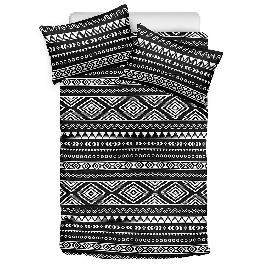 Black And White Aztec Ethnic Print Duvet Cover Bedding Set