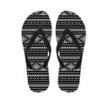 Black And White Aztec Ethnic Print Flip Flops