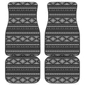 Black And White Aztec Ethnic Print Front and Back Car Floor Mats