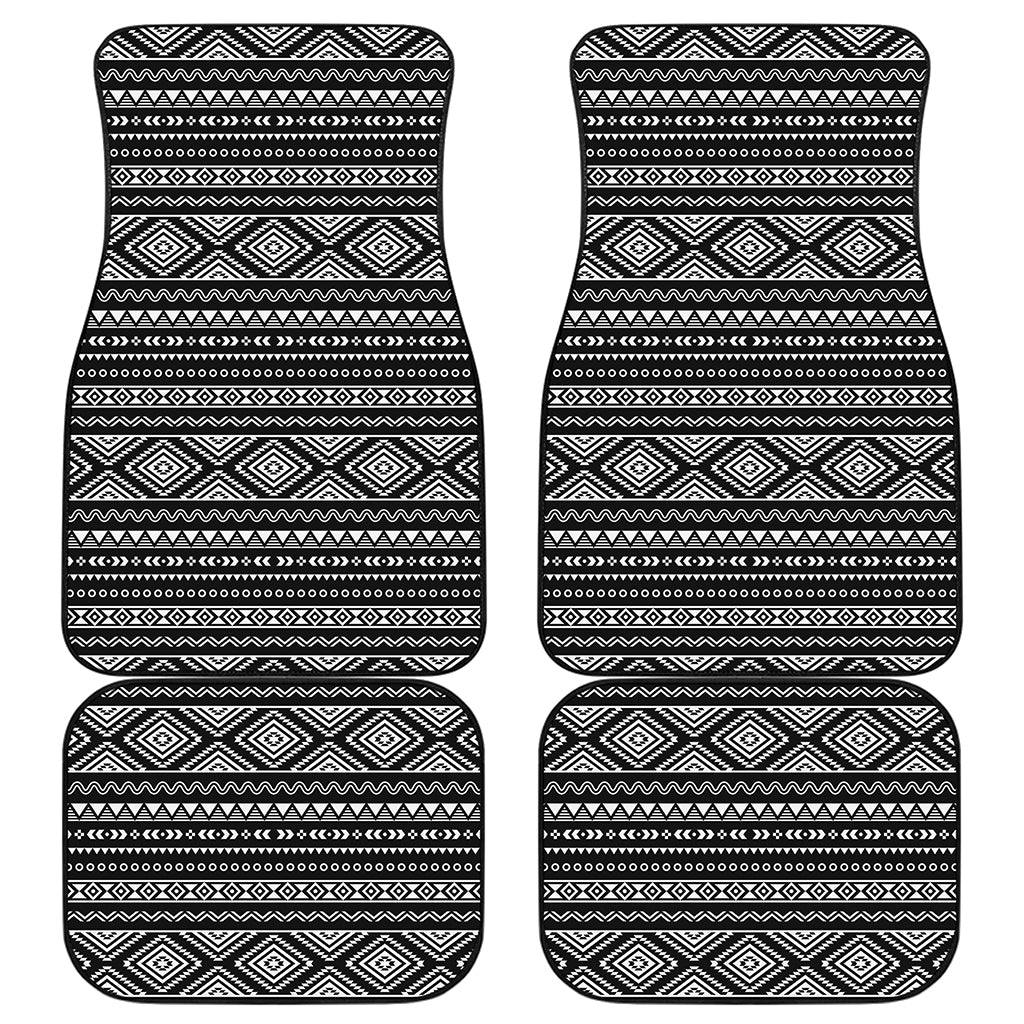Black And White Aztec Ethnic Print Front and Back Car Floor Mats