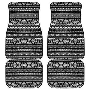 Black And White Aztec Ethnic Print Front and Back Car Floor Mats
