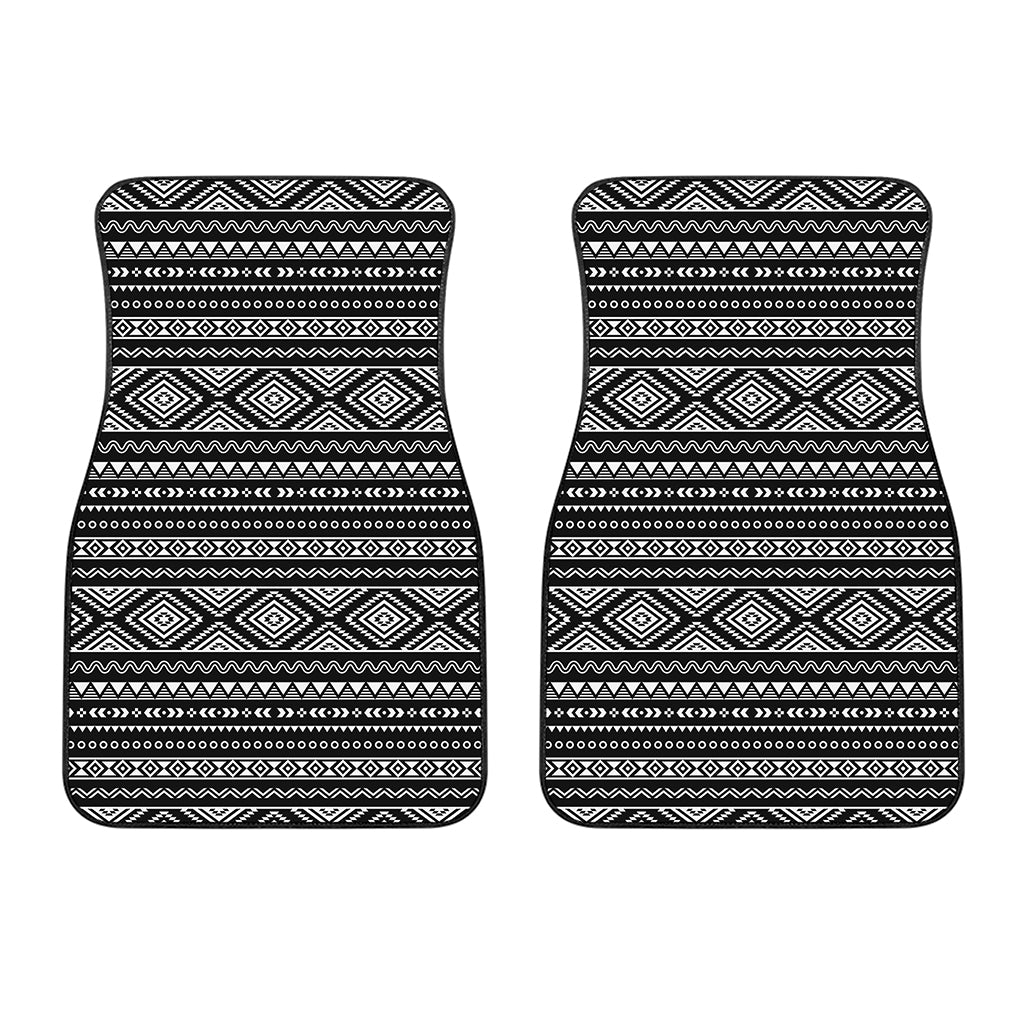 Black And White Aztec Ethnic Print Front Car Floor Mats
