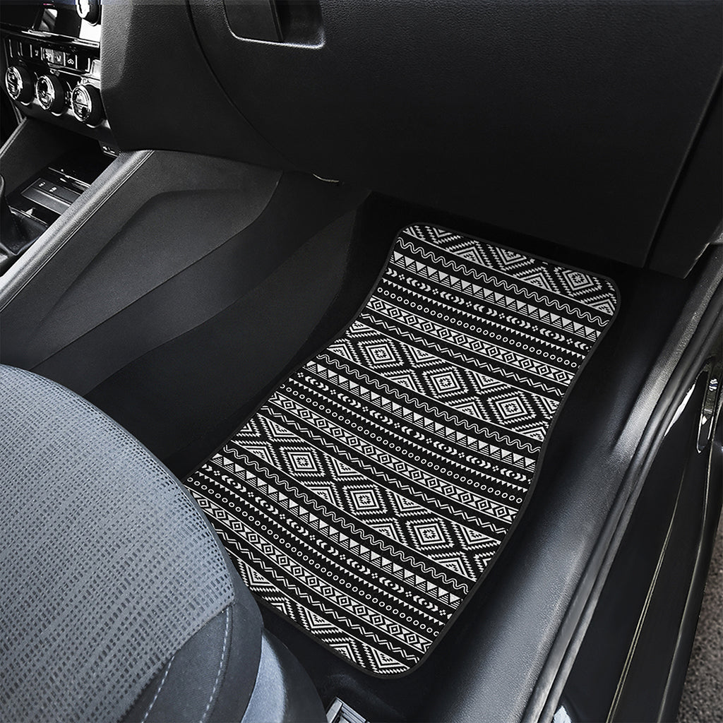 Black And White Aztec Ethnic Print Front Car Floor Mats