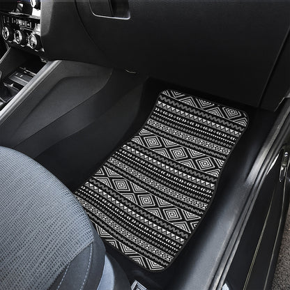 Black And White Aztec Ethnic Print Front Car Floor Mats