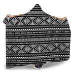 Black And White Aztec Ethnic Print Hooded Blanket