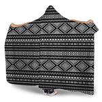 Black And White Aztec Ethnic Print Hooded Blanket