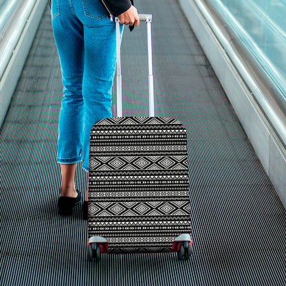 Black And White Aztec Ethnic Print Luggage Cover