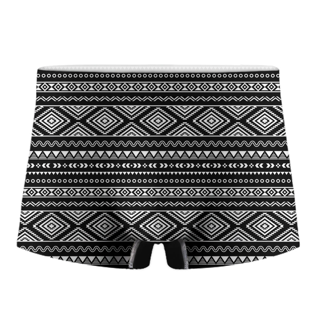 Black And White Aztec Ethnic Print Men's Boxer Briefs