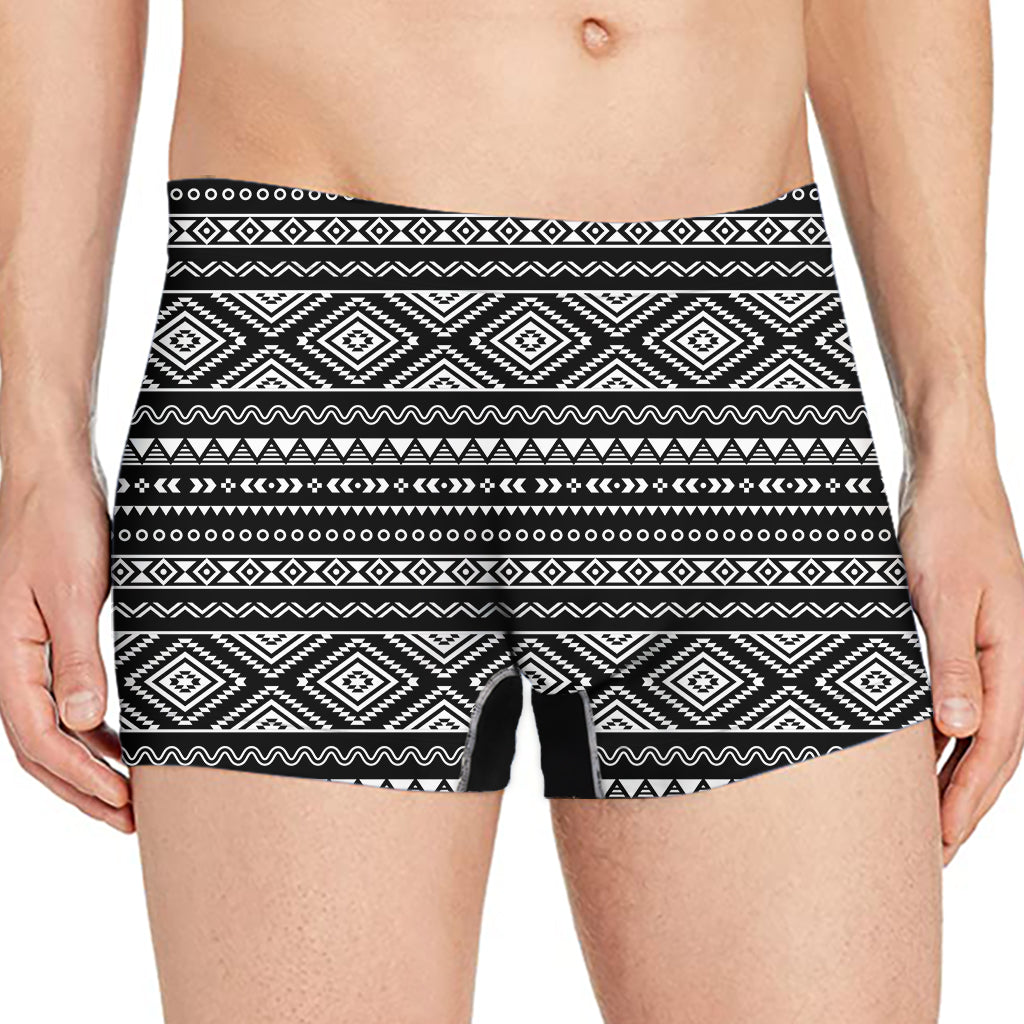 Black And White Aztec Ethnic Print Men's Boxer Briefs