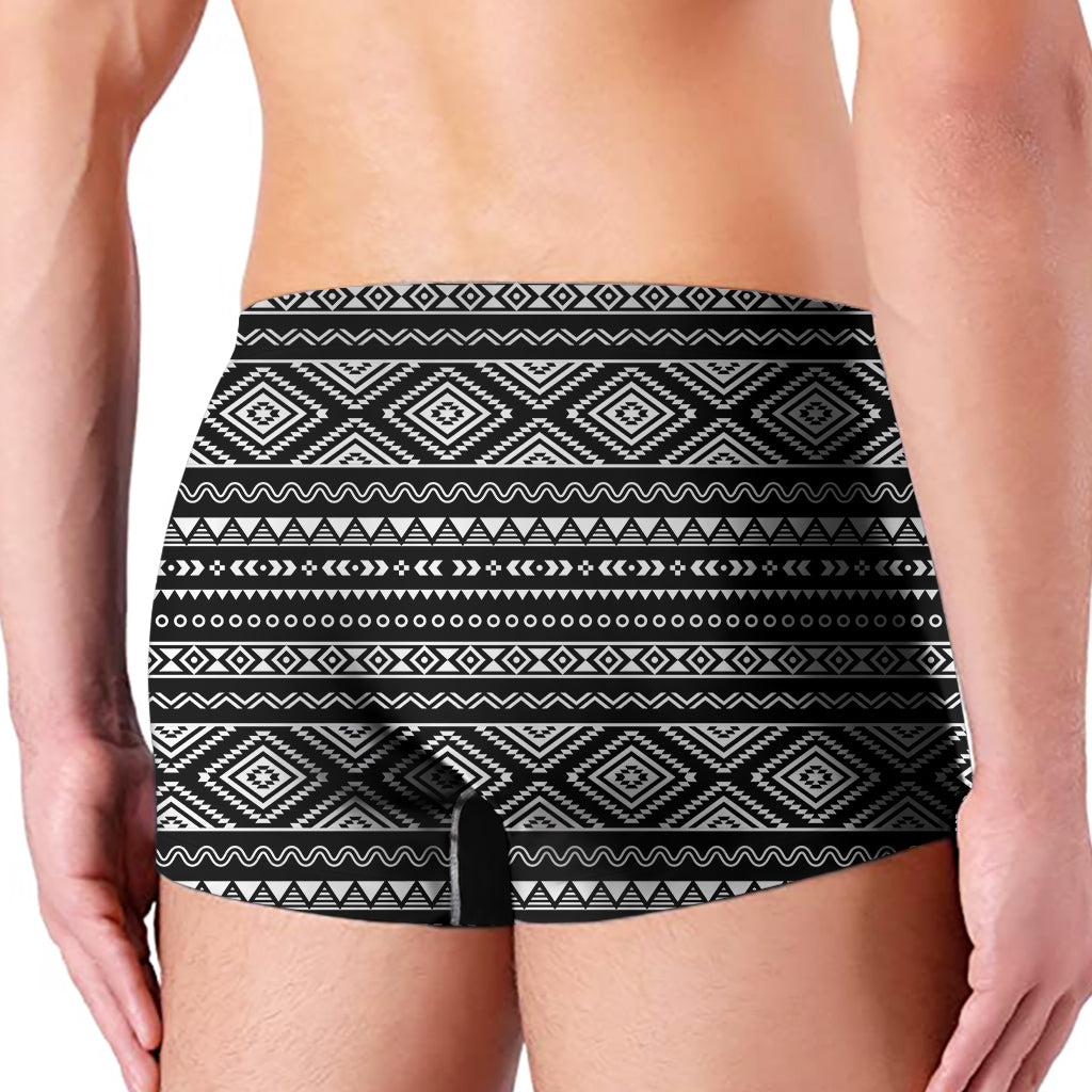 Black And White Aztec Ethnic Print Men's Boxer Briefs