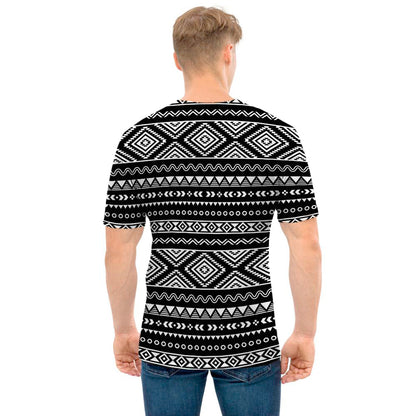 Black And White Aztec Ethnic Print Men's T-Shirt