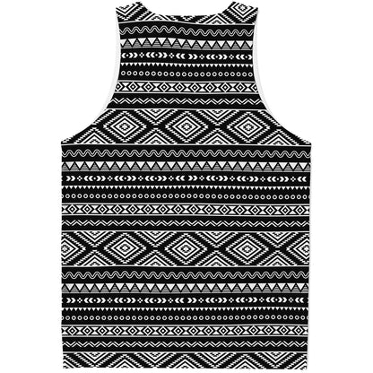 Black And White Aztec Ethnic Print Men's Tank Top