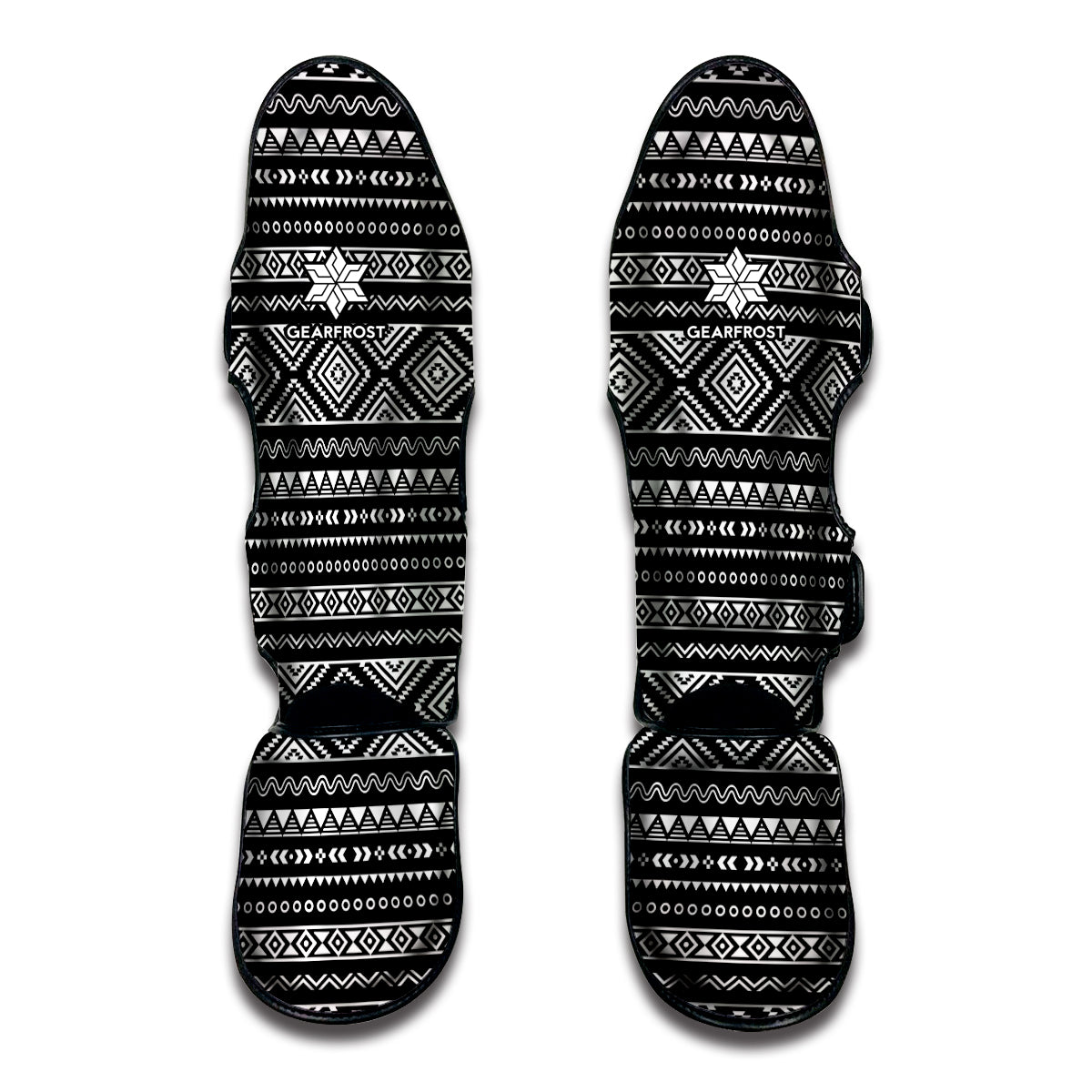 Black And White Aztec Ethnic Print Muay Thai Shin Guard