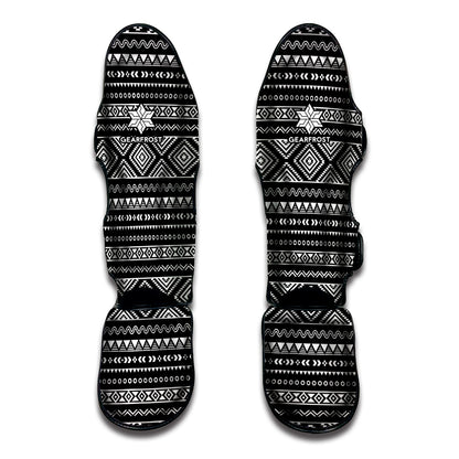Black And White Aztec Ethnic Print Muay Thai Shin Guard