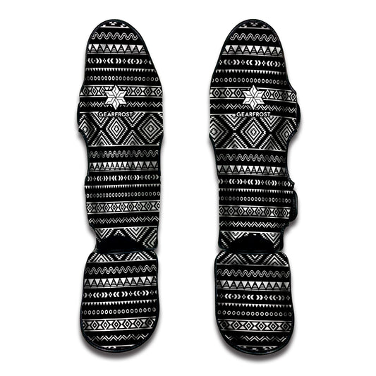 Black And White Aztec Ethnic Print Muay Thai Shin Guard