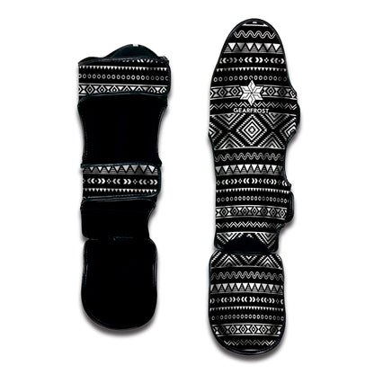 Black And White Aztec Ethnic Print Muay Thai Shin Guard