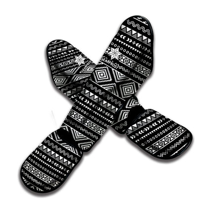 Black And White Aztec Ethnic Print Muay Thai Shin Guard