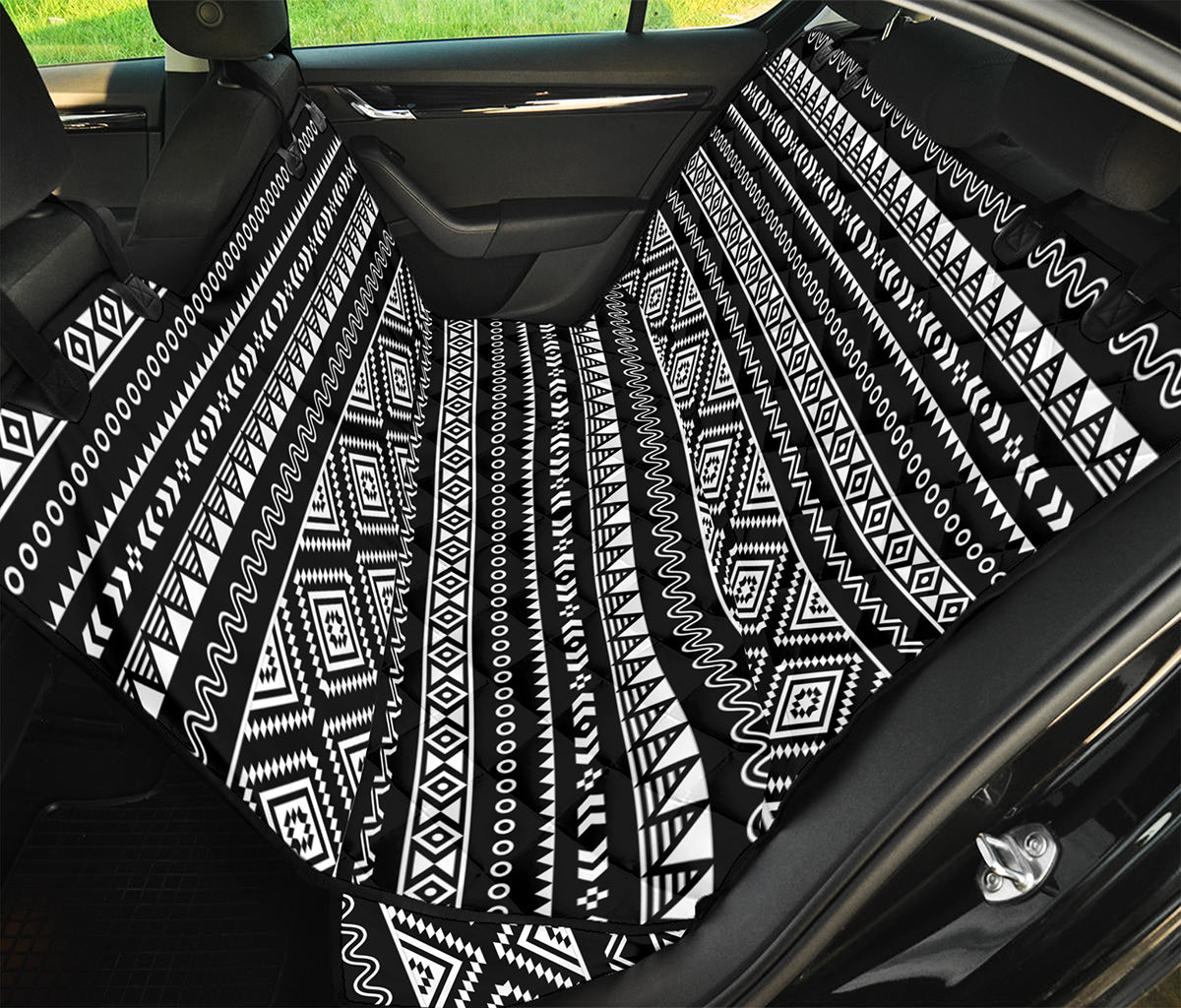 Black And White Aztec Ethnic Print Pet Car Back Seat Cover
