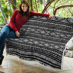 Black And White Aztec Ethnic Print Quilt