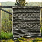 Black And White Aztec Ethnic Print Quilt
