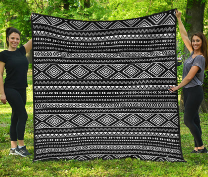 Black And White Aztec Ethnic Print Quilt