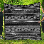 Black And White Aztec Ethnic Print Quilt