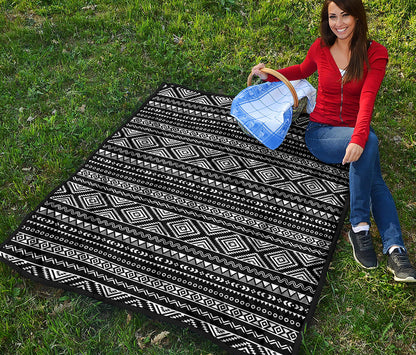 Black And White Aztec Ethnic Print Quilt