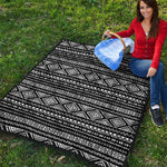 Black And White Aztec Ethnic Print Quilt