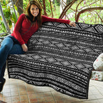 Black And White Aztec Ethnic Print Quilt
