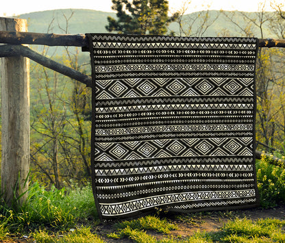 Black And White Aztec Ethnic Print Quilt