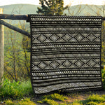 Black And White Aztec Ethnic Print Quilt