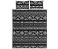 Black And White Aztec Ethnic Print Quilt Bed Set