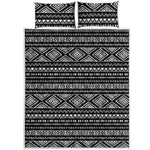 Black And White Aztec Ethnic Print Quilt Bed Set