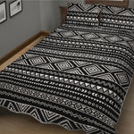Black And White Aztec Ethnic Print Quilt Bed Set