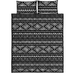 Black And White Aztec Ethnic Print Quilt Bed Set