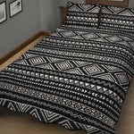Black And White Aztec Ethnic Print Quilt Bed Set