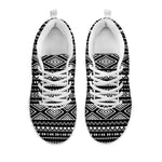 Black And White Aztec Ethnic Print White Sneakers