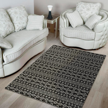 Black And White Aztec Geometric Print Area Rug