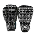 Black And White Aztec Geometric Print Boxing Gloves