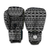 Black And White Aztec Geometric Print Boxing Gloves