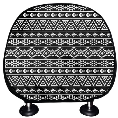 Black And White Aztec Geometric Print Car Headrest Covers