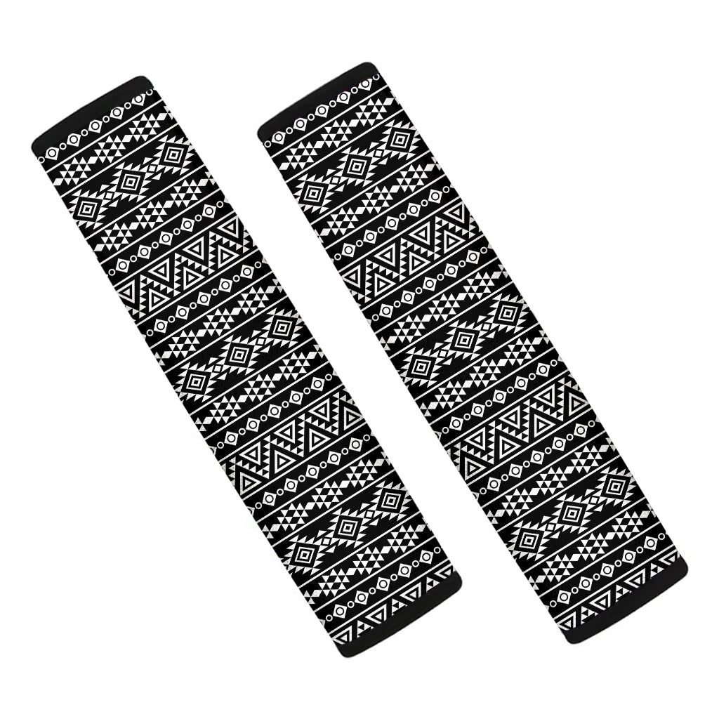 Black And White Aztec Geometric Print Car Seat Belt Covers