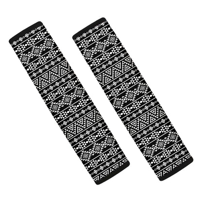 Black And White Aztec Geometric Print Car Seat Belt Covers