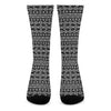 Black And White Aztec Geometric Print Crew Socks