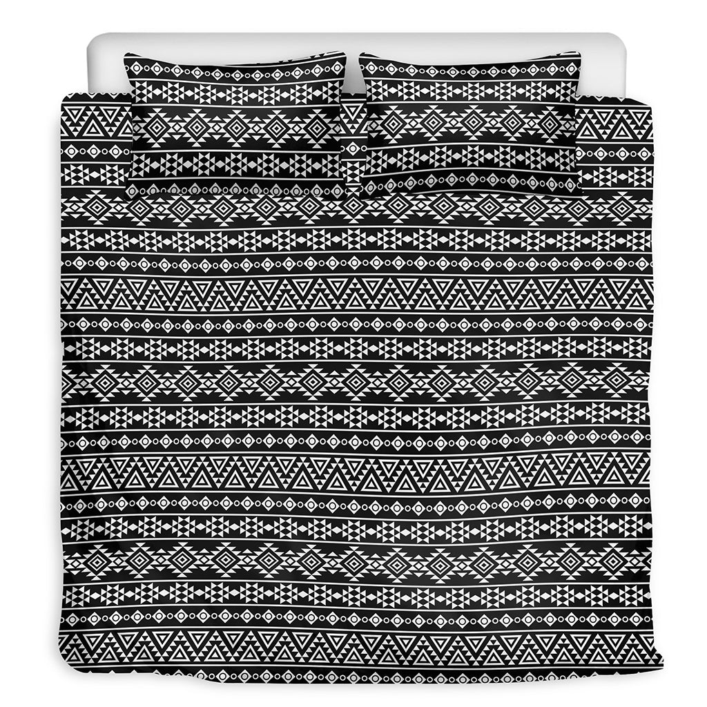 Black And White Aztec Geometric Print Duvet Cover Bedding Set