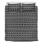 Black And White Aztec Geometric Print Duvet Cover Bedding Set