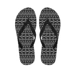 Black And White Aztec Geometric Print Flip Flops