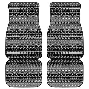 Black And White Aztec Geometric Print Front and Back Car Floor Mats