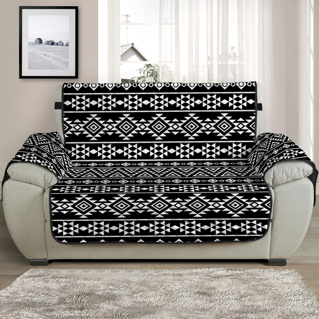 Black And White Aztec Geometric Print Half Sofa Protector